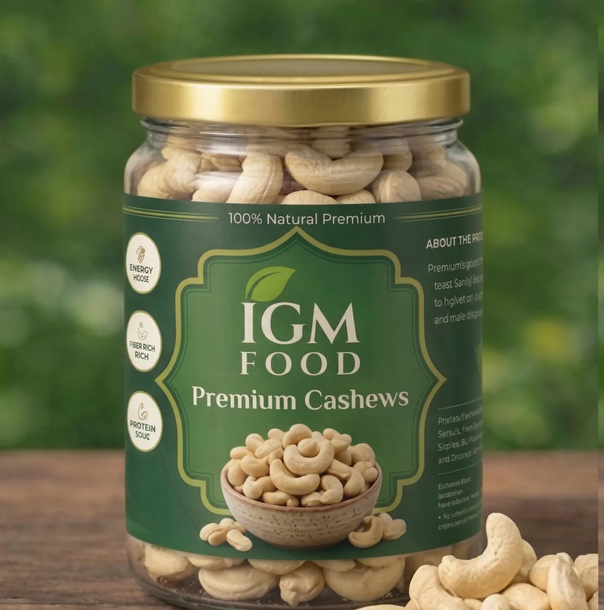 IGM Food premium cashews label design